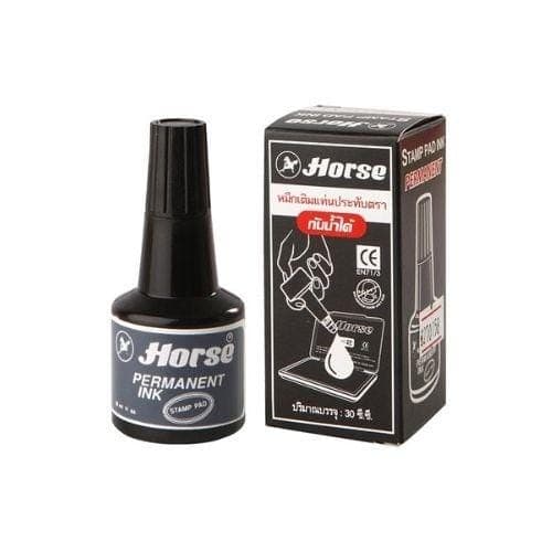 หมึกเติมแท่นประทับ Horse 30 ซีซี สีดำ กันน้ำ