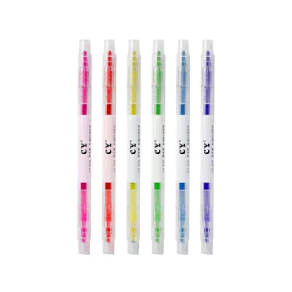 ปากกาเน้นข้อความ 2 หัว 6 สี