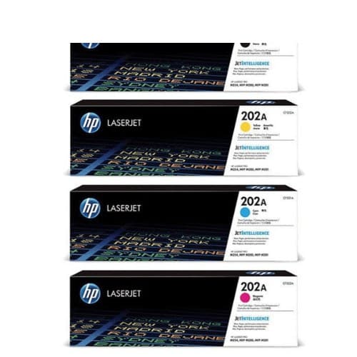 หมึกโทนเนอร์เลเซอร์ HP 202A (CF500A BK) / HP 202A (CF501A C) / HP 202A (CF501A M) / HP 202A (CF502A Y)