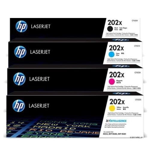 หมึกโทนเนอร์เลเซอร์ HP 202X (CF500X BK) / HP 202X (CF501X C) / HP 202X (CF501X M) / HP 202X (CF502X Y)