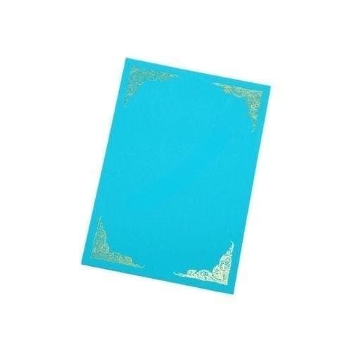 ปกกระดาษ ปั้มทองเค มีลาย A4 180G สีฟ้า