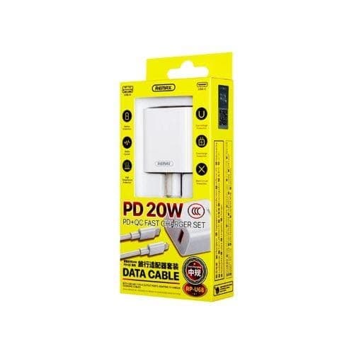 ที่ชาร์จ USB 20W PD Fast Remax No.RP-U68 แบบเซ็ต (สีขาว)