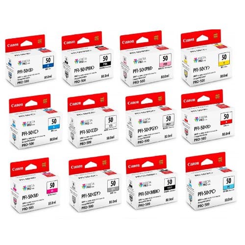 CANON PFI-50 MBK PBK C M Y PC PM GY PGY R B CO